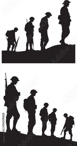 World War I Soldiers Silhouette Vector Illustration  A Powerful Visual Representation of Trench Warfare