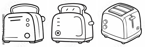 Toaster Coloring Book Page - Outline Vector Line Art