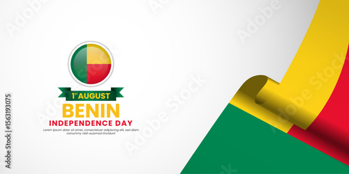 Benin flag for independence day banner background with blank space area