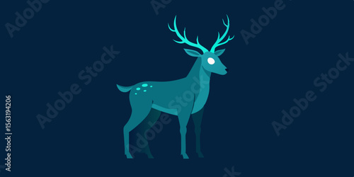 Cartoon Deer With Light Emitting Antlers In The Shadows
