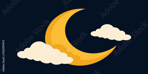 Crescent Moon Glowing Through Jagged Cloud Cracks