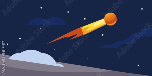 Comet Streaking Across Dark Snowy Plains