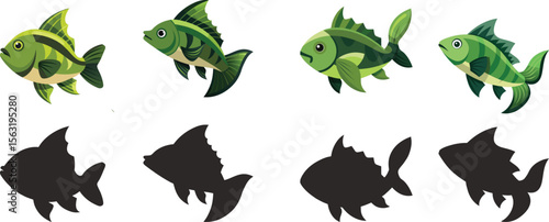 Colorful fish shadow matching game for kids fun learning activity