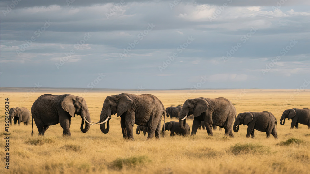 Fototapeta premium elephants in the savannah