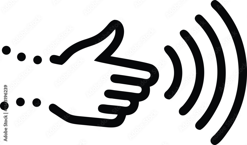 Black silhouette hand or finger design emitting or receiving subtle symbol vector Black silhouette hand or finger design emitting or receiving subtle symbol vector