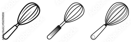 Whisk Coloring Book Page - Outline Vector Line Art