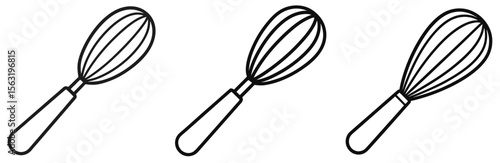 Whisk Coloring Book Page - Outline Vector Line Art