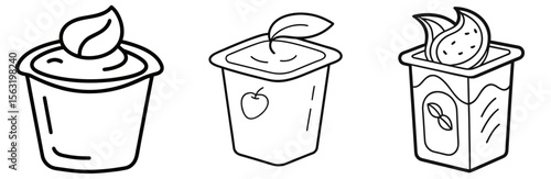 Yogurt Pack Coloring Book Page - Outline Vector Line Art