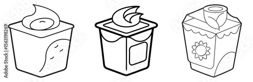 Yogurt Pack Coloring Book Page - Outline Vector Line Art