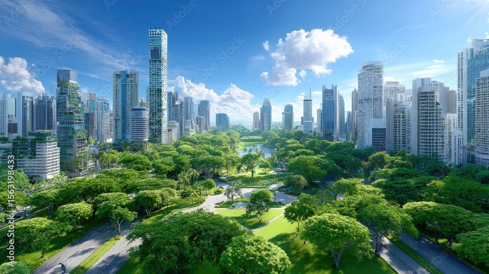 Obraz premium Urban Green Spaces in Modern Cityscape