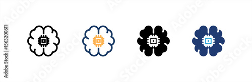 Brain icon set multiple style collection. Vector illustration.