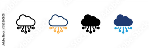 Cloud Commputing icon set multiple style collection. Vector illustration.