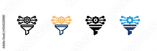 Funnel icon set multiple style collection. Vector illustration.