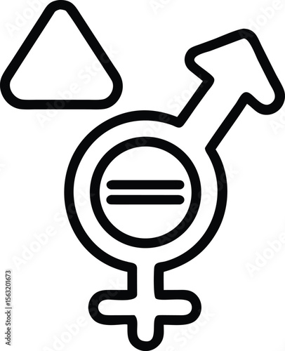 Gender equality and inclusivity symbol in simple line art style for presentations