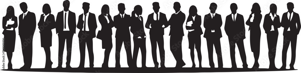 Business professionals standing together people silhouettes Business professionals standing together people silhouettes