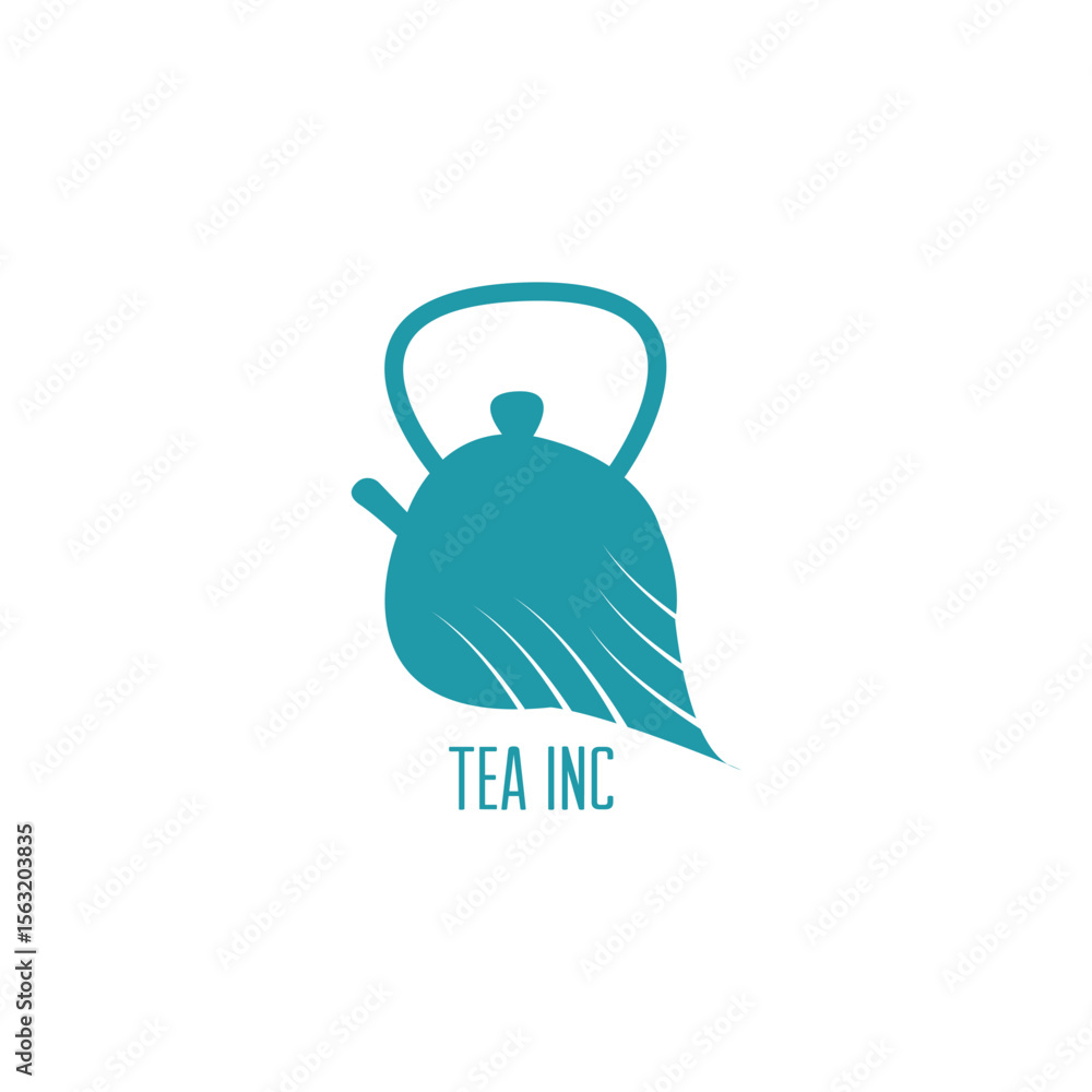 Fototapeta premium Tea pot isolated vector logo. Ceramic kettle icon concept for organic tea shop or store, traditional kitchenware