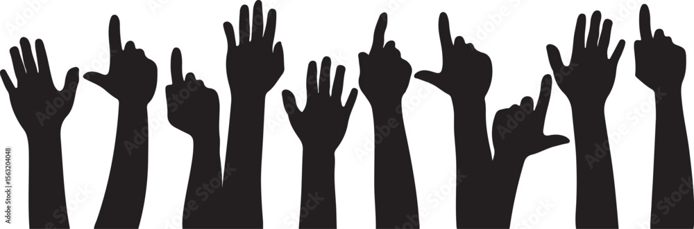 Raised hands pointing upwards arms fingers Raised hands pointing upwards arms fingers