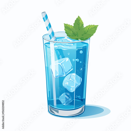 トロピカルな南国の青いソーダ水　ドリンク
