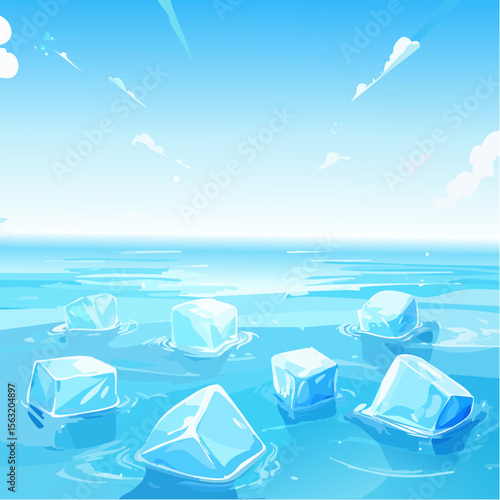 水の中の氷　夏の水分補給