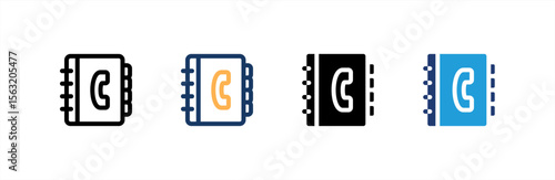 Phone Book icon set multiple style collection. Vector illustration.