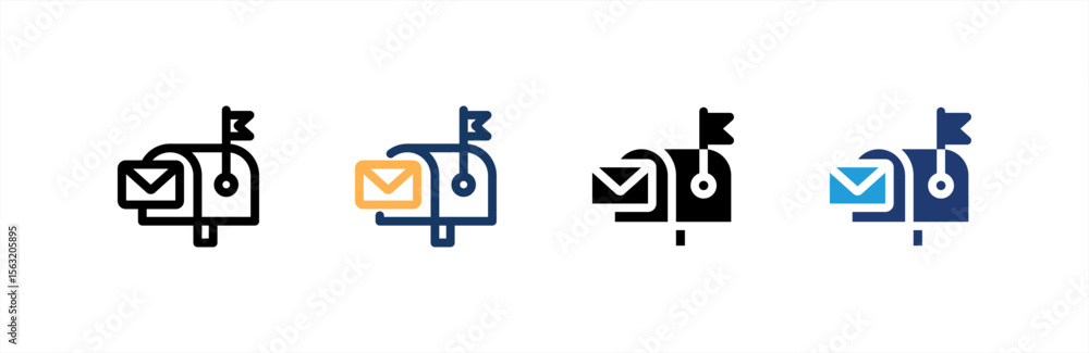 Obraz premium Mailbox icon set multiple style collection. Vector illustration.