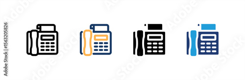 Fax icon set multiple style collection. Vector illustration.