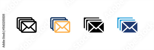Email icon set multiple style collection. Vector illustration.