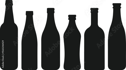 Collection of diverse bottle silhouettes against a clean white background