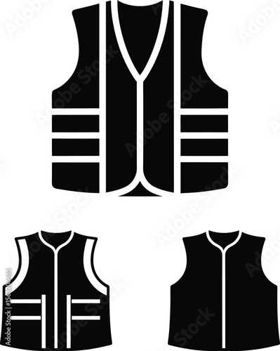 Safety vests design variations sleeveless apparel protective clothing workwear icon