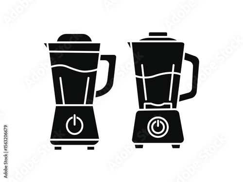 Kitchen blender icon set for food processing. black silhouette illustrations of modern blenders. Blender silhouette on white background. 