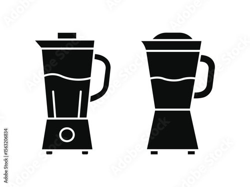 Kitchen blender icon set for food processing. black silhouette illustrations of modern blenders. Blender silhouette on white background. 