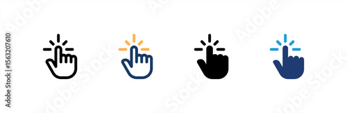 Click icon set multiple style collection. Vector illustration.