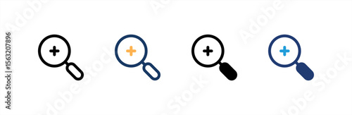 Zoom In icon set multiple style collection. Vector illustration.