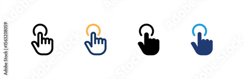 Click icon set multiple style collection. Vector illustration.