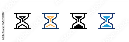 Hourglass icon set multiple style collection. Vector illustration.