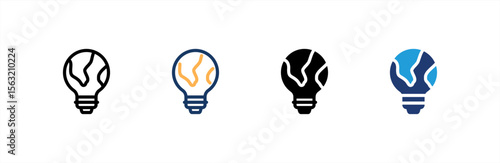 Eco Bulb icon set multiple style collection. Vector illustration.