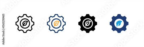 Gear icon set multiple style collection. Vector illustration.