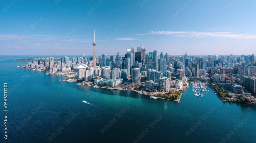 Naklejka premium Beautiful Toronto city. skyline Aerial view photograph Toronto, Ontario, Canada., no logos, no brands
