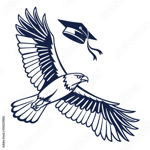 Eagle Flying With Graduation Cap bird academic