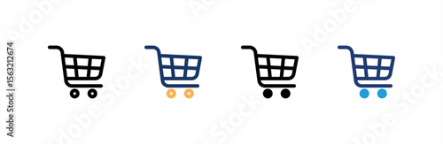 shopping cart icon set multiple style collection. Vector illustration.