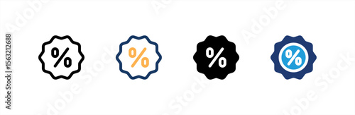 Discount icon set multiple style collection. Vector illustration.