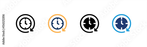 24 Hours icon set multiple style collection. Vector illustration.