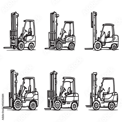 Manual pallet forklift icon in monochrome vector drawing