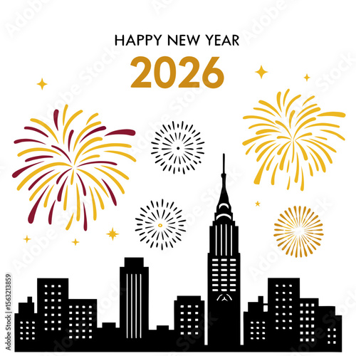 New Year Cityscape Fireworks Celebration skyline
