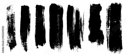 Painted grunge stripes set. Black  labels, background, paint texture. Brush strokes vector. Handmade design elements.