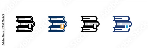 Book icon set multiple style collection. Vector illustration.