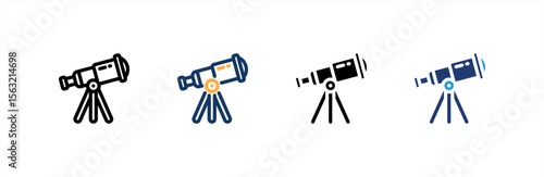 Telescope icon set multiple style collection. Vector illustration.