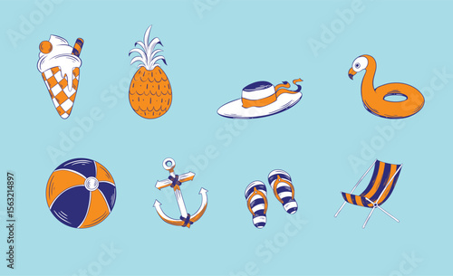 Essential Summer Vibes: Beach Life & Pool Party Icons