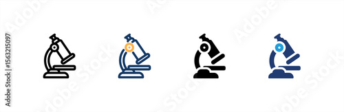 Microscope icon set multiple style collection. Vector illustration.