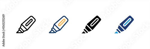 Highlighter icon set multiple style collection. Vector illustration.